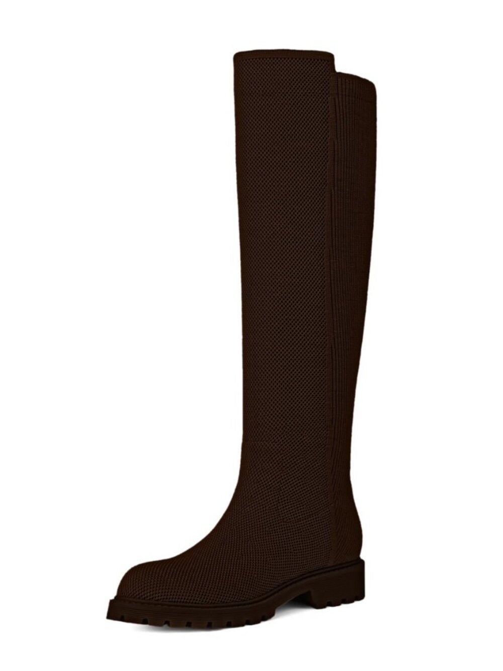 Knee High Boots for Women Rounded Toe Flat Stretchy Tall Long Boots